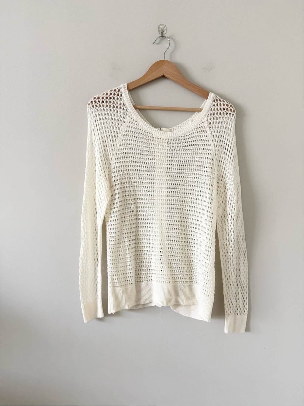 Soho New York & Co Women's Open-Knit Back Zip Sweater - Cream Size S